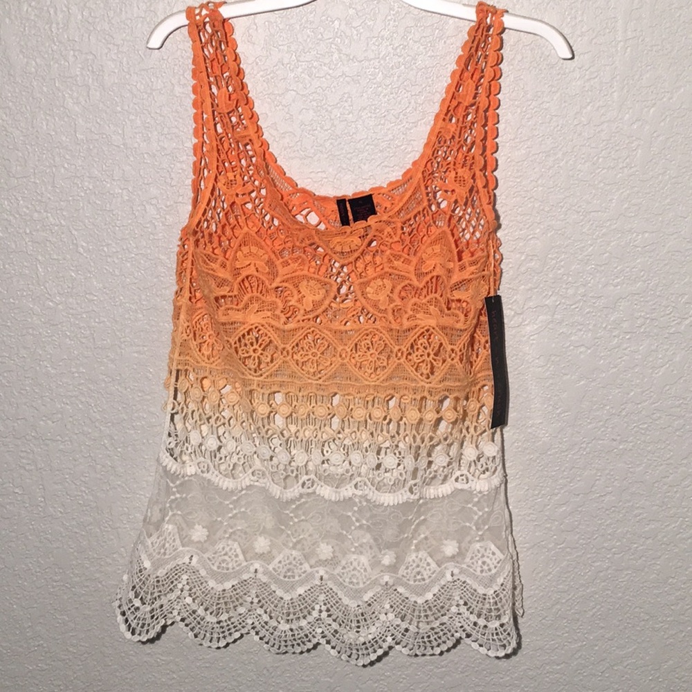 Heart & Crush Crochet Orange Medium Tank Top